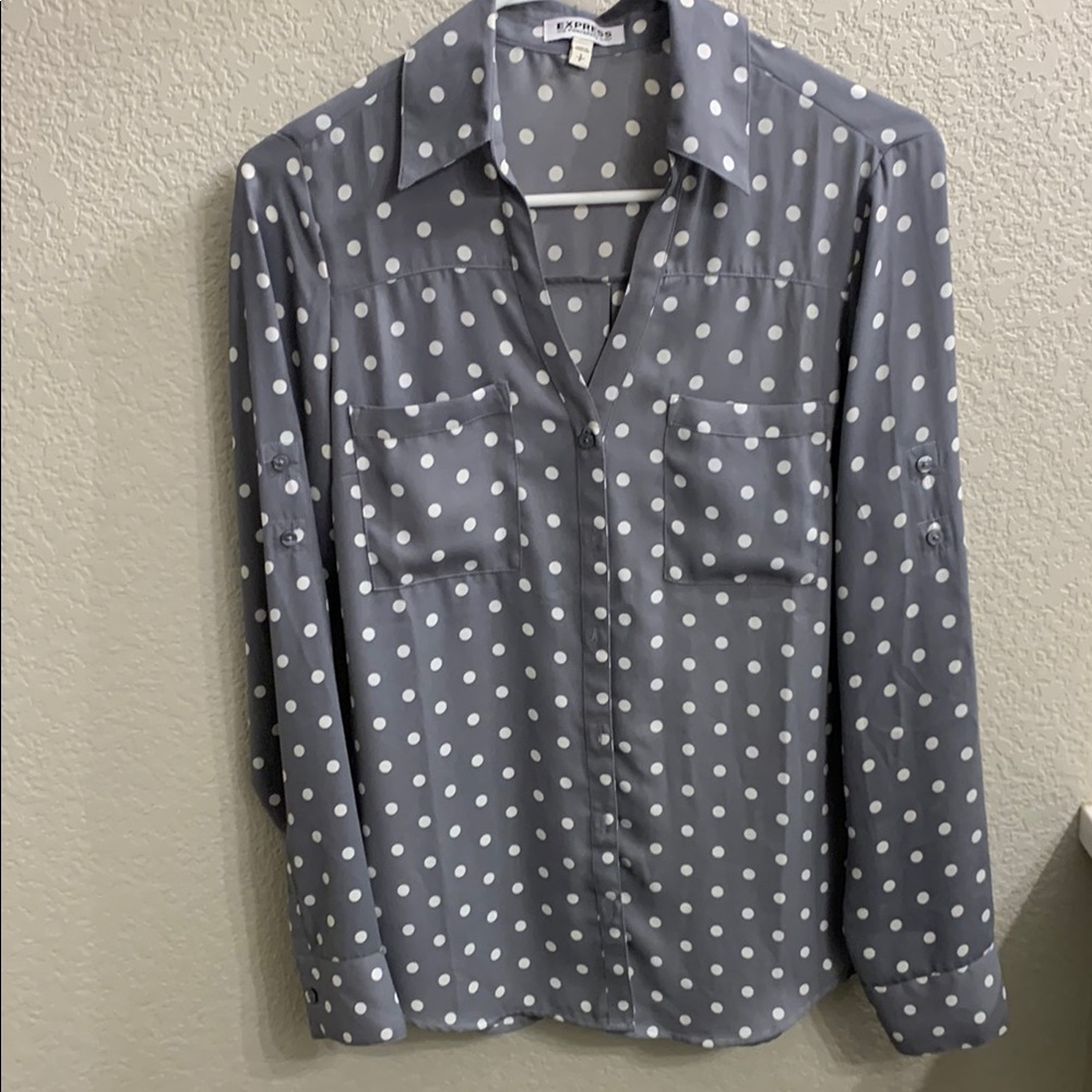 Gray Polka Dot Blouse